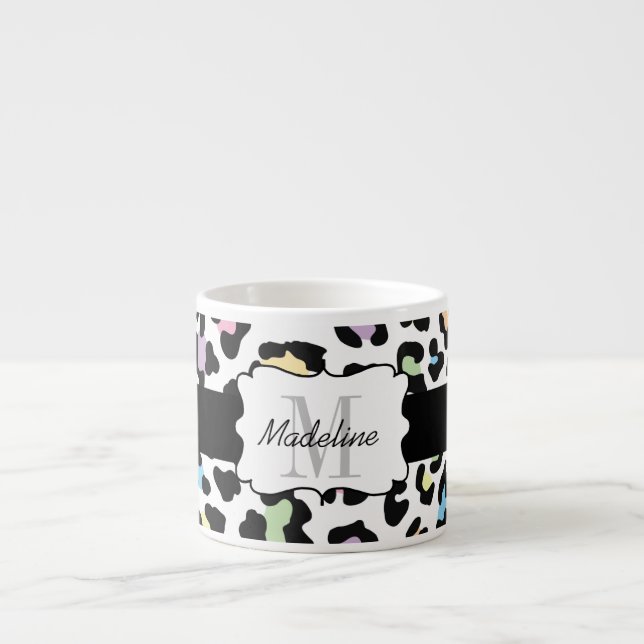 Leopard Print Multi Färg Espresso Mugg Espressomugg (Framsidan)