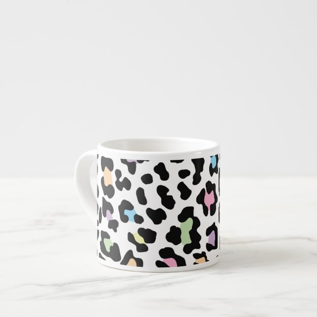 Leopard Print Multi Färg Espressomugg (Framsida vänster)
