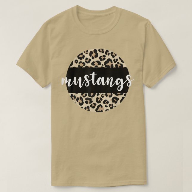 Leopard Print Mustangs Team Mascot School Spirit G T Shirt (Design framsida)