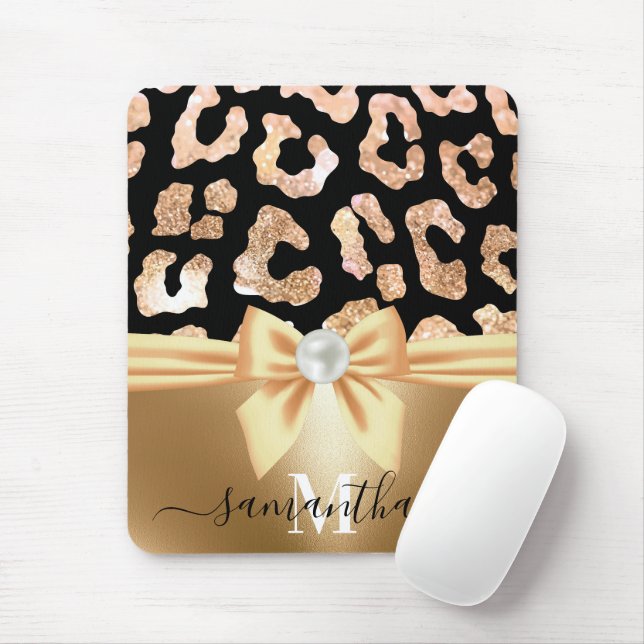 Leopard Print och Bow Musmatta (Med mus)
