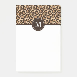 Leopard Print och Brown Anpassningsbar Monogram Post-it Block