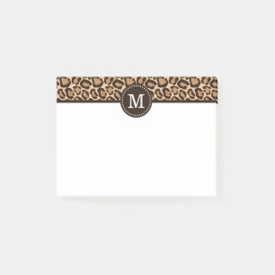 Leopard Print och Brown Anpassningsbar Monogram Post-it Block