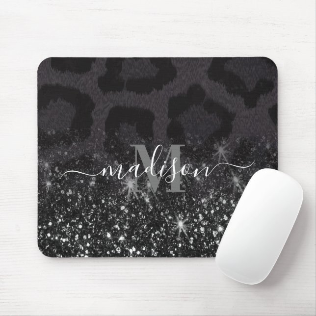 Leopard Print och Glitter Musmatta (Med mus)