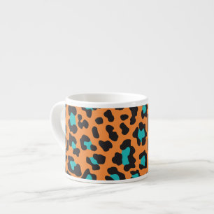 Leopard Print Orange, Black, Aqua Espressomugg