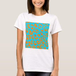 Leopard Print Orange Blue T Shirt