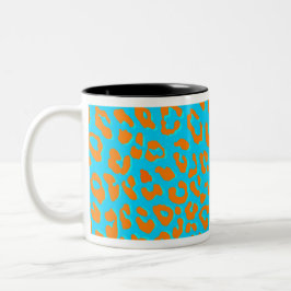 Leopard Print Orange Blue Två-Tonad Mugg