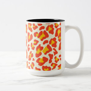 Leopard Print Orange, Gult, vit Två-Tonad Mugg