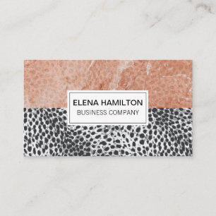 Leopard Print Orange Marble Färg Block Visitkort