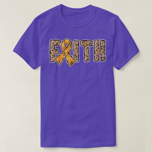 Leopard Print Orange Ribbon FAITH ADHD Awareness P T Shirt (Design framsida)