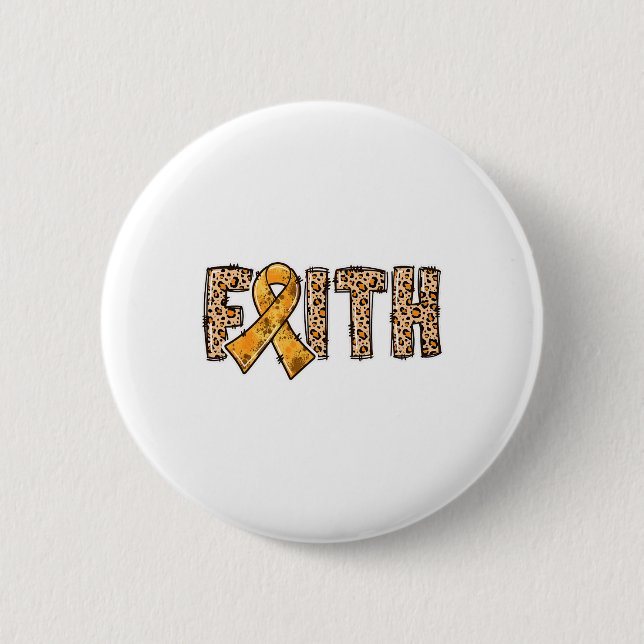 Leopard Print Orange Ribbon Faith Crps Awareness Knapp (Framsida)
