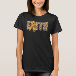 Leopard Print Orange Ribbon Faith Leukemia Awarene T Shirt