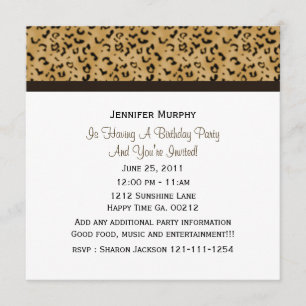 Leopard Print Party-inbjudningar Inbjudningar