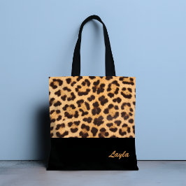 Leopard Print Personlig Tote Bag Tygkasse