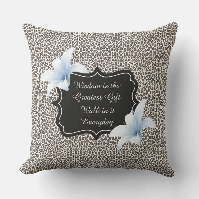 Leopard Print Pillow Blue Lily Kudde (Framsida)