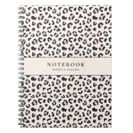 Leopard print pink custom name anteckningsbok