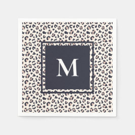 Leopard print pink monogram pappersservett