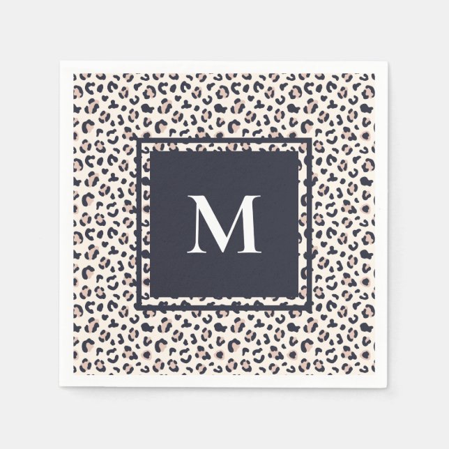 Leopard print pink monogram  pappersservett (Framsidan)