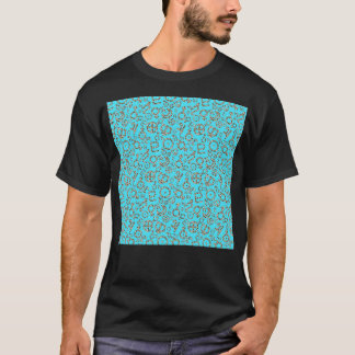 Leopard Print Planet Symbols på Blue Background Pa T Shirt