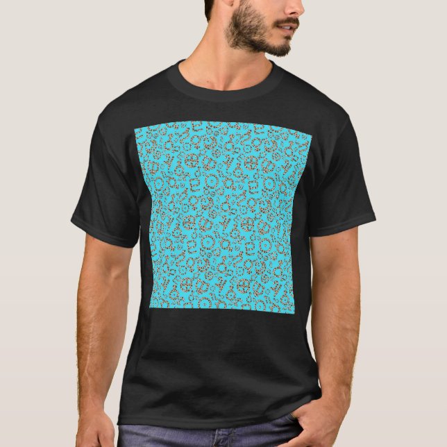 Leopard Print Planet Symbols på Blue Background Pa T Shirt (Framsida)