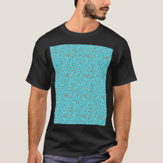 Leopard Print Planet Symbols på Blue Background Pa T Shirt