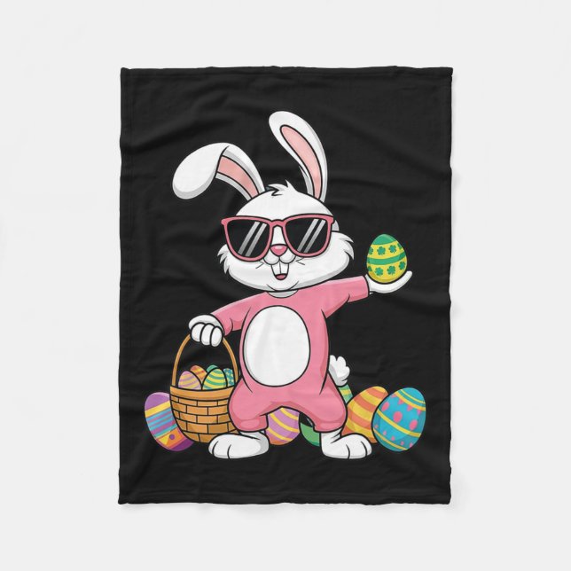 Leopard Print Rabbit Bunny Blowing Bubble Gum Öste Fleecefilt (Framsidan)