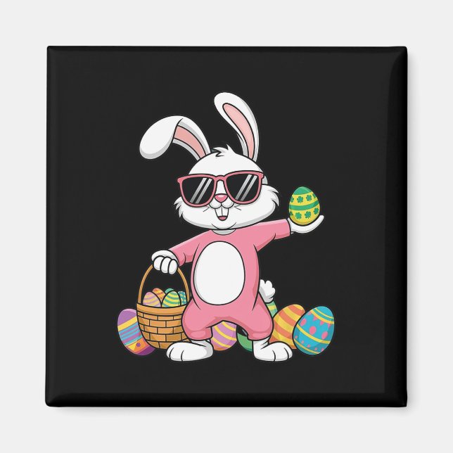 Leopard Print Rabbit Bunny Blowing Bubble Gum Öste Magnet (Framsidan)