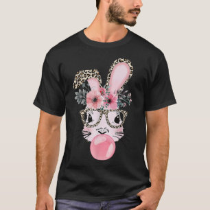 Leopard Print Rabbit Bunny Blowing Bubble Gum Öste T Shirt