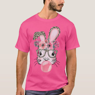 Leopard Print Rabbit Bunny Blowing Bubble Gum Öste T Shirt