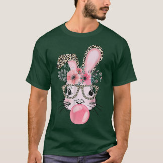 Leopard Print Rabbit Bunny Blowing Bubble Gum Öste T Shirt