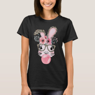 Leopard Print Rabbit Bunny Blowing Bubble Gum Öste T Shirt
