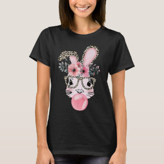 Leopard Print Rabbit Bunny Blowing Bubble Gum Öste T Shirt
