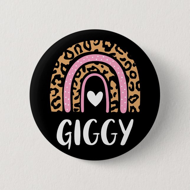 Leopard Print Rainbow Cute Mors dag Funny Giggy Knapp (Framsida)