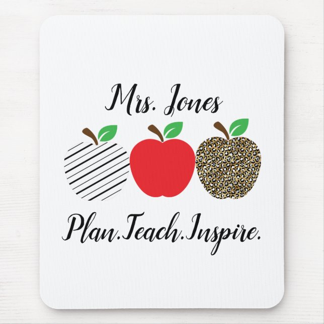 Leopard Print Red Apple Teacher Back to school Musmatta (Framsidan)