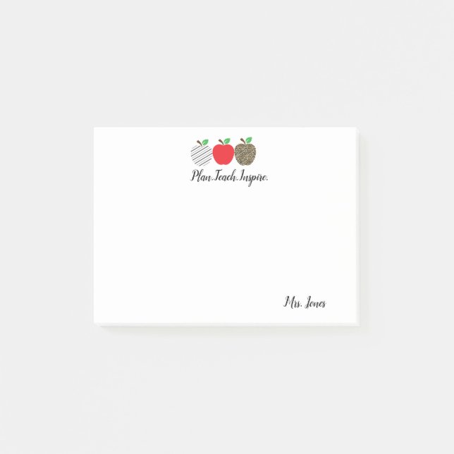Leopard Print Red Apple Teacher Back to school  Post-it Block (Framsida)