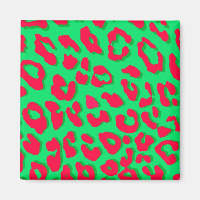 Leopard Print Red Grönt Magnet (Framsidan)