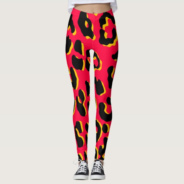 Leopard Print Red Leggings (Framsida)