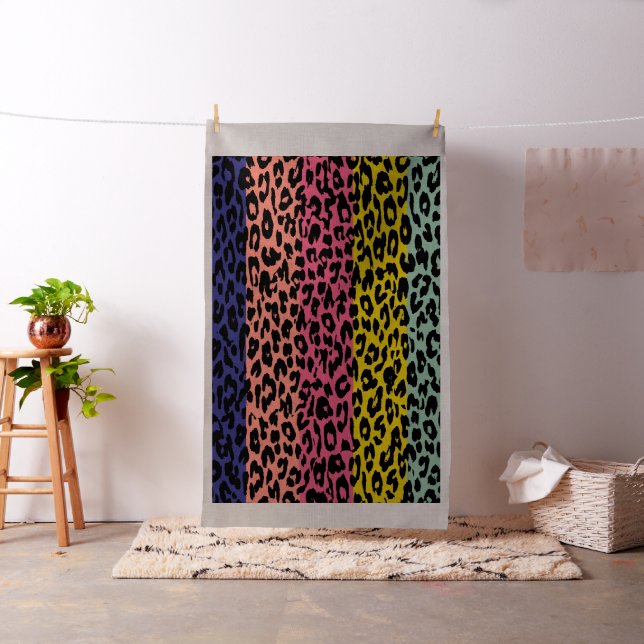 Leopard print retro färg sömlös rand #2 tyg (In Situ)