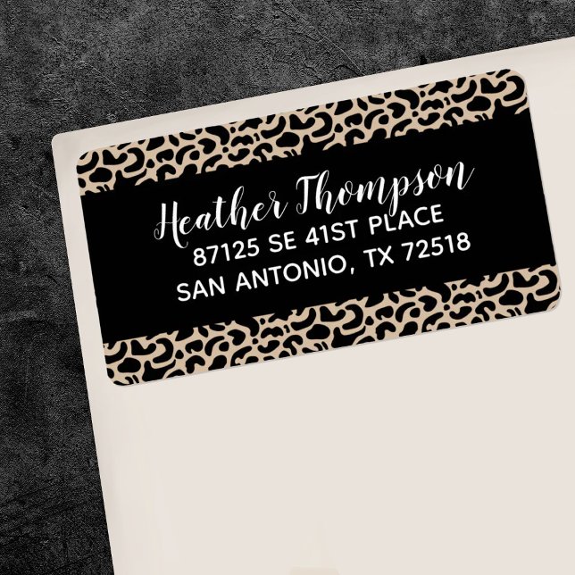 Leopard Print Return-adressetikett Adressetikett (An Elegant and chic leoprad pattern return address label. Personalize it with your information)