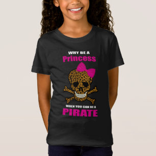 Leopard Print Rosa Bow Pirat Princess Skull T Shirt