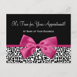 Leopard Print Rosa Bow Salon Möte påminnelse Vykort