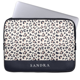 Leopard print rosa custom name laptop fodral