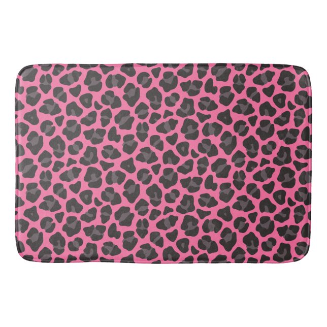 Leopard Print Rosa Grå Badrumsmatta (Framsidan)