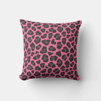 Leopard Print Rosa Grå Kudde