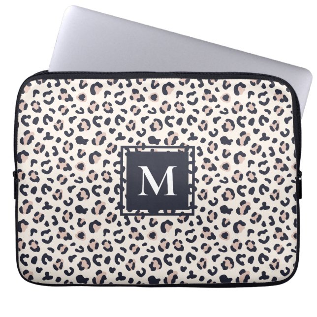 Leopard print rosa monogram laptop fodral (Framsidan)