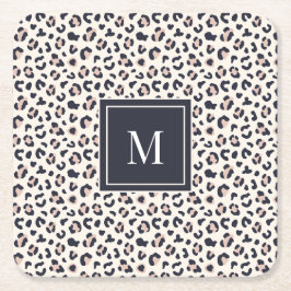 Leopard print rosa monogram underlägg papper kvadrat