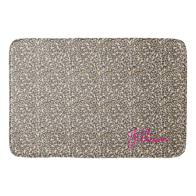 Leopard Print Rosa NAMN Chic Bath Decor Roligt Badrumsmatta (Framsidan)