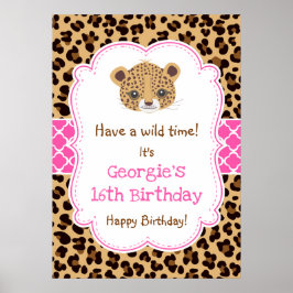 Leopard Print Rosa Quatre foil Birthday Poster