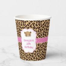 Leopard Print Rosa Quatrefoil Födelsedagsfest