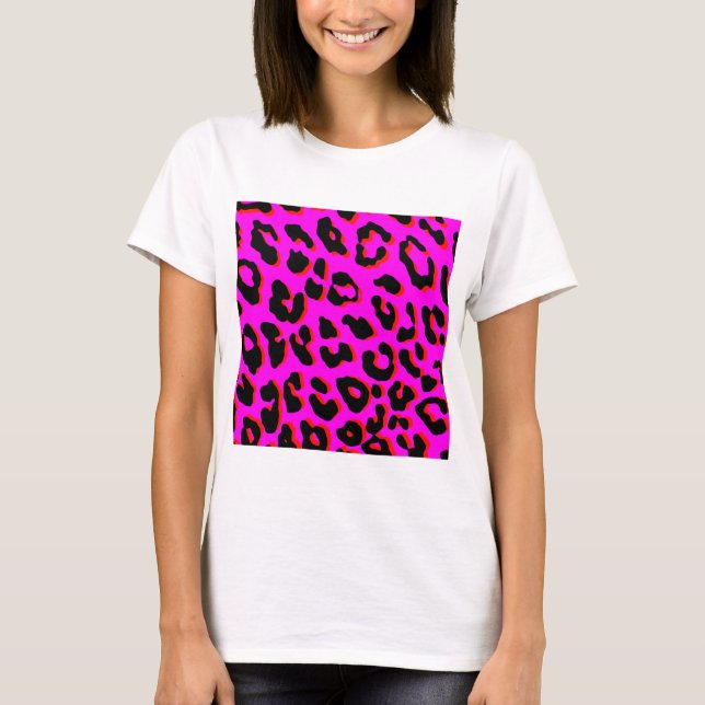 Leopard Print Rosa T Shirt (Framsida)