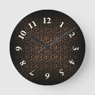 Leopard Print Rund Klocka